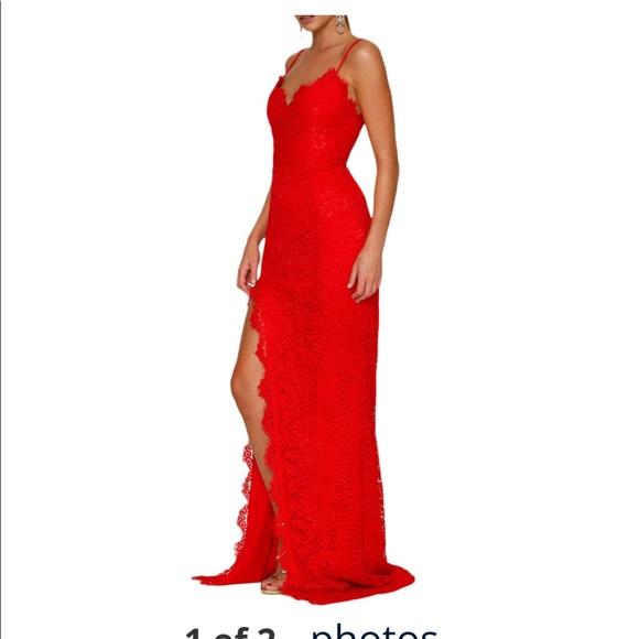 Red scalloped fringe lace maxi - Picture 6 of 9